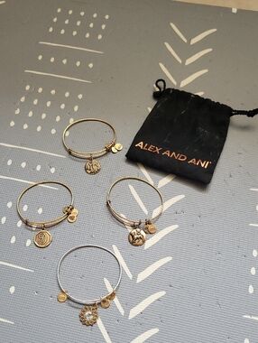 Alex and Ani Mixed Metal Charm Bangle Set - Gold & Silver